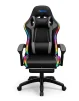 Cod. 1206 Silla Gamer Potenzza RGB Black/Grey / Iluminaci&oacute;n RGB / Almohada cabeza y zona lumbar / reclinable 120&ordm; / Rotaci&oacute;n 360&deg; / Reposapi&eacute;s retr&aacute;ctil - 1