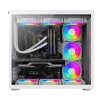 Cod. 376 Kit GAMEMAX Case Infinity White / lateral y frontal vidrio templado / doble cámara / USB Tipo-C + USB 3.0, HD audio / sin fuente / Blanco / Incluye P/Armar 4*fans ARGB 120mm + Controlador RGB AURA Sync + CR - 3