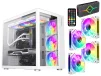 Cod. 376 Kit GAMEMAX Case Infinity White / lateral y frontal vidrio templado / doble cámara / USB Tipo-C + USB 3.0, HD audio / sin fuente / Blanco / Incluye P/Armar 4*fans ARGB 120mm + Controlador RGB AURA Sync + CR - 1