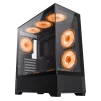 Cod. G:254 Case GAMEMAX VISTA AB Negro / ATX / lateral y frontal vidrios templados / marco metálico de acero / Incluye 6*fan ARGB (3*fan inversos y 3*fan normales) + Controlador V4.0 ARGB HUB PWM WH y control remoto / 1*USB3.0 + 1*USB2.0 + 1*USB tipo-C / - 1