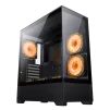 Cod. G:254 Case GAMEMAX VISTA AB Negro / ATX / lateral y frontal vidrios templados / marco metálico de acero / Incluye 6*fan ARGB (3*fan inversos y 3*fan normales) + Controlador V4.0 ARGB HUB PWM WH y control remoto / 1*USB3.0 + 1*USB2.0 + 1*USB tipo-C / - 2
