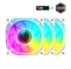 Cod. V:282 Kit Ventiladores PC GAMEMAX KF300R WH / 3*FAN120mm aspa invertida / Luces ARGB / AURA 3 pin 5V, PWM 4 pines Smart control - 2