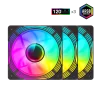 Cod. V:280 Kit Ventiladores PC GAMEMAX KF300R BK / 3*FAN120mm aspa invertida / Luces ARGB / AURA 3 pin 5V, PWM 4 pines Smart control - 2