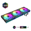 Cod. V:292 Kit Ventiladores PC GAMEMAX FN12A-S3I BK / 3*FAN120mm conectado en cadena / Luces ARGB efecto infinito 26LED (8+18 C/U) / PWM de 4 pines (M/F) / Aura 3 pin 5V (M/F) - 2