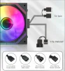 Cod. V:292 Kit Ventiladores PC GAMEMAX FN12A-S3I BK / 3*FAN120mm conectado en cadena / Luces ARGB efecto infinito 26LED (8+18 C/U) / PWM de 4 pines (M/F) / Aura 3 pin 5V (M/F) - 9