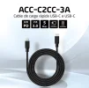 Cod. C:255 Cable carga rápida Genius USB-C a USB-C ACC-C2CC-3A / QC3.0 3A / 1.5 m. / 5 Gbps / Nailon trenzado - 3