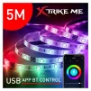 Cod. L:876 Kit de cinta de luces LED RGB Xtrike Me HT-5050 / 5 Mt. /alimentación USB / Bluetooth / Control APP compatible con Android, iOS - 1