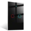 Cod. I:886 Interruptor de pared Smart WIFI WHC06 / 2 botones táctiles / No requiere Neutro / Control por APP Tuya o Smart Life / compatible con Alexa, Google Home / Dim.: 120*72*5mm / negro - 1