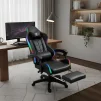 Cod. 1174 Silla Gamer ENV ThroneX Black / Iluminaci&oacute;n RGB + Altavoces / Almohada cabeza y zona lumbar / Rotaci&oacute;n 360&deg; / &nbsp;Reposapi&eacute;s retr&aacute;ctil - 4