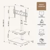 Cod. 1158 Soporte de piso para TV FSH12-D (PCT03) / 32"- 70" Max. 40Kg. (88lbs) / Base de Vidrio Templado / Ajustable Altura, Giratorio / hasta 600x400mm (Vesa) / negro - 5