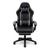 Cod. 1203 Silla Gamer Potenzza Black/Grey / Almohada cabeza y zona lumbar / reclinable 120&ordm; / Rotaci&oacute;n 360&deg; / Reposapi&eacute;s retr&aacute;ctil - 1
