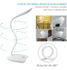Cod. 1026 Lámpara Touch LED P/Escritorio / Recargable / Cuello Flexible / 3 niveles de Iluminación / Blanco - 4