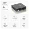 Cod. 120 Switch PoE+ Gigabit MERCUSYS MS105GP / 5 puertos 10/100/1000Mbps (4*POE+ 65W) hasta 250 m / Plug and Play / met&aacute;lico - 5