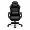 Cod. 1202 Silla Gamer Potenzza Black / Almohada cabeza y zona lumbar / reclinable 120&ordm; / Rotaci&oacute;n 360&deg; / Reposapi&eacute;s retr&aacute;ctil - 1
