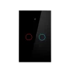 Cod. I:886 Interruptor de pared Smart WIFI WHC06 / 2 botones táctiles / No requiere Neutro / Control por APP Tuya o Smart Life / compatible con Alexa, Google Home / Dim.: 120*72*5mm / negro - 2