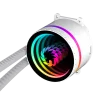 Cod. 165 Sistema de Enfriamiento Líquido GAMEMAX ICEBURG 120 White / FAN 1*120MM PWM / Sincronización ARGB AURA Sync / Conector 5V, 3 pines / 12V 4 pines / Compatible Intel 13va. Gen. LGA 1700 / AMD AM5 / ARGB - 9