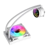 Cod. 165 Sistema de Enfriamiento Líquido GAMEMAX ICEBURG 120 White / FAN 1*120MM PWM / Sincronización ARGB AURA Sync / Conector 5V, 3 pines / 12V 4 pines / Compatible Intel 13va. Gen. LGA 1700 / AMD AM5 / ARGB - 6