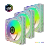 Cod. V:335 Kit Ventiladores PC GAMEMAX RA300 WH / 3*FAN120mm Luces ARGB / AURA 3 pin 5V (M/F), PWM 4 pines(M/F) - 1