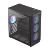 Cod. 356 Case GAMEMAX F46 BK / ATX / 1*USB-C, 2*USB3.0 / frontal Mesh Optimizado P/Flujo de Aire y lat. vidrio templado / admite refri. líquida 360° &amp; VGA 350mm / Módulo I/O intercambiables / Incluye 4*Fans ARGB 120mm - 4