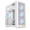 Cod. 357 Case GAMEMAX F46 WH / ATX / 1*USB-C, 2*USB3.0 / frontal Mesh Optimizado P/Flujo de Aire y lat. vidrio templado / admite refri. líquida 360° &amp; VGA 350mm / Módulo I/O intercambiables / Incluye 4*Fans ARGB 120mm - 2