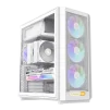 Cod. 357 Case GAMEMAX F46 WH / ATX / 1*USB-C, 2*USB3.0 / frontal Mesh Optimizado P/Flujo de Aire y lat. vidrio templado / admite refri. líquida 360° &amp; VGA 350mm / Módulo I/O intercambiables / Incluye 4*Fans ARGB 120mm - 1