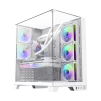 Cod 387 KIT GAMEMAX Infinity Plus White / ATX / USB3.1/USB-C / Diseño Vista Panorámica 3 lados vidrios templados / cables y tubos ocultos / admite: refri. líquida 360°, VGA 400mm / Incluye P/Armar 6*Fans total en 2*Pack ARGB 12M + Controlador RGB AURA Syn - 3
