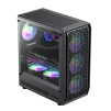 Cod. 323 Case GAMEMAX FORGE AB / lateral vidrio templado y frontal diseño parrilla ABS / 1*USB3.0 + 1*USB2.0 + 1*Tipo-C / Audio HD / Incluye: 6*ventiladores ARGB 120mm - 2