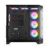 Cod. 311 Case GAMEMAX HYPE-A Black / ATX / 1*USB3.0, 2*USB2.0 / vidrios templados panorámico 270° / admite tarjetas NVIDIA Serie 4000 &amp; refri. líquida 360° / Incluye 4*Fans 120mm ARGB + Controlador V5.0 ARGB HUB-PWM + CR. - 3