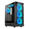 Cod. 354 Case GAMEMAX Starlight 2 AB / ATX / USB-C, USB3.0, USB2.0 / lat. vidrio templado y Fron. Diseño de panel acrílico transparente / Bloqueo interruptor de niños / admite refri. líquida 360° &amp; VGA 330mm / Incluye 6*Fans ARGB 120mm - 3