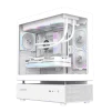 Cod. 319 Case GAMEMAX N80 WH / vidrio Curvo templado panorámico / Diseño modular desmontable: / 1*USB3.0 + 1*Tipo-C Gen2 / audio HD / Montaje vertical de tarjeta GPU / Refrigeración integral: cobertura de 270: 6*ventiladores 12mm. ARGB + HUB Fan PWM ARGB - 1