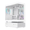 Cod. 319 Case GAMEMAX N80 WH / vidrio Curvo templado panorámico / Diseño modular desmontable: / 1*USB3.0 + 1*Tipo-C Gen2 / audio HD / Montaje vertical de tarjeta GPU / Refrigeración integral: cobertura de 270: 6*ventiladores 12mm. ARGB + HUB Fan PWM ARGB - 2