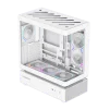 Cod. 319 Case GAMEMAX N80 WH / vidrio Curvo templado panorámico / Diseño modular desmontable: / 1*USB3.0 + 1*Tipo-C Gen2 / audio HD / Montaje vertical de tarjeta GPU / Refrigeración integral: cobertura de 270: 6*ventiladores 12mm. ARGB + HUB Fan PWM ARGB - 3