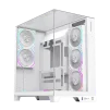 Cod. 372 Case GAMEMAX Infinity Pro WH / ATX / USB 3.0/USB-C / Diseño Vista Panorámica 3 lados vidrios templados / admite: refri. líquida 360° &amp; VGA 400mm / Incluye 5*fans ARGB 120mm (2*Post., 3*Infe.) + Controlador RGB AURA Sync - 2