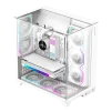 Cod. 372 Case GAMEMAX Infinity Pro WH / ATX / USB 3.0/USB-C / Diseño Vista Panorámica 3 lados vidrios templados / admite: refri. líquida 360° &amp; VGA 400mm / Incluye 5*fans ARGB 120mm (2*Post., 3*Infe.) + Controlador RGB AURA Sync - 5