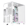 Cod. 372 Case GAMEMAX Infinity Pro WH / ATX / USB 3.0/USB-C / Diseño Vista Panorámica 3 lados vidrios templados / admite: refri. líquida 360° &amp; VGA 400mm / Incluye 5*fans ARGB 120mm (2*Post., 3*Infe.) + Controlador RGB AURA Sync - 8