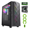 Cod. G:400 Case GAMEMAX Diamond CP BLACK / ATX / Panel frontal Efecto corte en diamante y tira LED ARGB / Diseño puerta deslizante / tapa lateral vidrio templado / USB3.0 + USB 2.0 / admite VGA 340mm / Incluye 4*Fans (1*Fan Turbo 14CM COC P/MB + 3*Fans 12 - 1