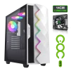 Cod. 401 Case GAMEMAX Diamond CP White / ATX / Panel frontal Efecto corte en diamante y tira LED ARGB / Diseño puerta deslizante / tapa lateral vidrio templado / USB3.0 + USB 2.0 / admite VGA 340mm / Incluye 4*Fans (1*Fan Turbo 14CM COC P/MB + 3*Fans 12CM - 1