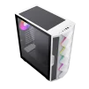 Cod. 401 Case GAMEMAX Diamond CP White / ATX / Panel frontal Efecto corte en diamante y tira LED ARGB / Diseño puerta deslizante / tapa lateral vidrio templado / USB3.0 + USB 2.0 / admite VGA 340mm / Incluye 4*Fans (1*Fan Turbo 14CM COC P/MB + 3*Fans 12CM - 4
