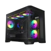 Cod. 346 Case GAMEMAX HYPE-M BK / M-ATX / 1*USB3.0, 2*USB2.0 / vidrio templado curvo panorámico / admite tarjetas NVIDIA Serie 4000 &amp; refri. líquida 360° / Incluye 3*Fans 120mm ARGB + Controlador PWM ARGB HUB - 1