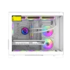 Cod. 347 Case GAMEMAX HYPE-M WH / M-ATX / 1*USB3.0, 2*USB2.0 / vidrio templado curvo panorámico / admite tarjetas NVIDIA Serie 4000 &amp; refri. líquida 360° / Incluye 3*Fans 120mm ARGB + Controlador PWM ARGB HUB - 3