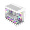 Cod. 347 Case GAMEMAX HYPE-M WH / M-ATX / 1*USB3.0, 2*USB2.0 / vidrio templado curvo panorámico / admite tarjetas NVIDIA Serie 4000 &amp; refri. líquida 360° / Incluye 3*Fans 120mm ARGB + Controlador PWM ARGB HUB - 4