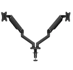 Cod. 1138 Soporte P/ 2*Monitores MARVO Cargo 220 (HZ-22B) 15" a 32" / 9kg x brazo /  Inclinación +90°~ –85, Giro 180°, rotacion 360° / Ajustable en mesa, abrazadera tipo C