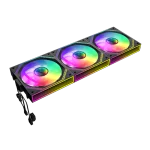 Cod. V:292 Kit Ventiladores PC GAMEMAX FN12A-S3I BK / 3*FAN120mm conectado en cadena / Luces ARGB efecto infinito 26LED (8+18 C/U) / PWM de 4 pines (M/F) / Aura 3 pin 5V (M/F)