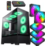 Cod. G:388 Kit GAMEMAX Case VISTA MB / MATX / lateral y frontal vidrio templado / marco metálico de acero /  1*USB3.0 + 2*USB2.0 / 1* audio combinado / Incluye P/Armar 5*fans ARGB 120mm + Controlador RGB AURA Sync + CR