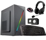 COD. 407 Combo case INS CA-054 Black / 1*USB3.0 + 2*USB 2.0 / panel frontal tira LED RGB (14 modos) / ATX / Teclado multimedia USB / Parlantes / Mouse USB / Fuente 950W + Headphone 750