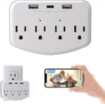 Cod. 413 Mini Cámaras Kestanlora Full HD 1080p Wi-Fi / Formato en toma de pared / Det. Movimiento / Soporta: Micro SD / control con APP / 4*Enchufes CA + 2*USB-A + 1*USB-C (PD) 30W