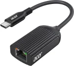 Cod. 175  Adaptador de Red ACER ODK440 / USB-C a Ethernet Gigabit / compatible con Thunderbolt 3/4 a RJ45 / Plug and Play / Carcasa de aluminio - black