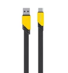 Cod. 272 Cable de Datos Pavareal Q19C USB-A a USB-C / 120W / 1 m / Trenzado Plano Negro/Amarillo