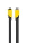 Cod. 271  Cable de Datos Pavareal Q19CTC USB-C a USB-C / 100W, PD27 W / 1 m / Trenzado plano Negro/Amarillo
