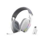 Cod. 095 Headphone Inalámbricos MARVO Pulz 70W (HG9086W WH) / Trimodal: 2.4G(USB-A, USB-C) + Bluetooth® 5.3 + Cableado / Luces RGB / Mic. omnidireccional extraíble / Bat.: 800mAh / Compatible: PC, Android, Mac OS,IOS,PS4,PS5,XBOX ONE